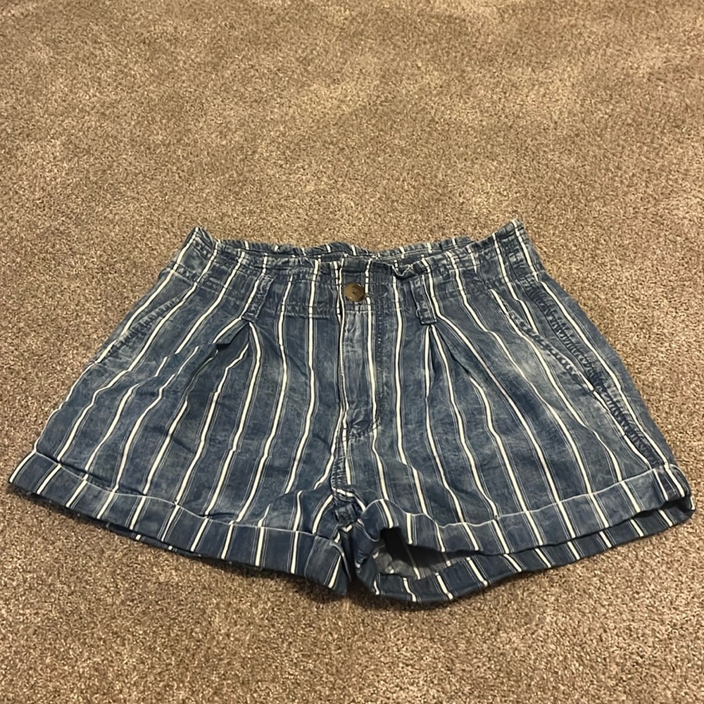 american eagle striped jean shorts
